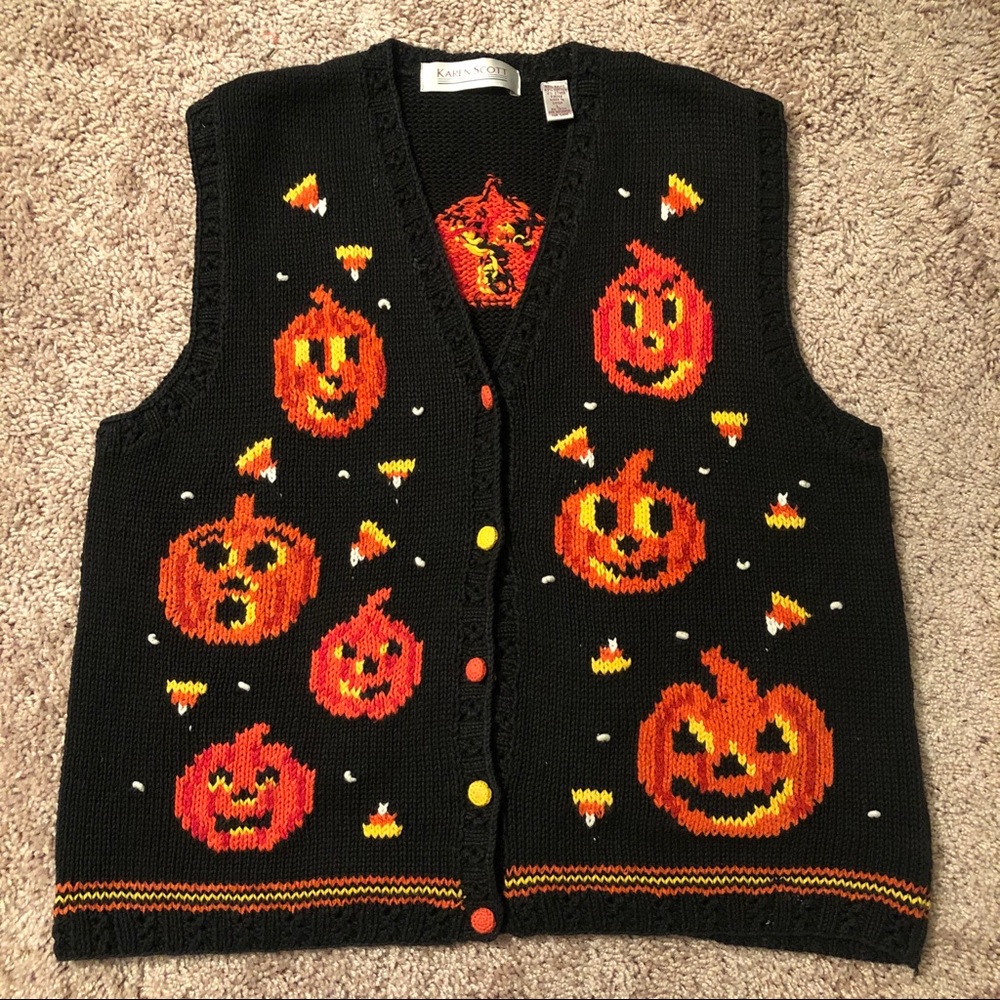 Karen Scott halloween sweater vest size large - Picture 2 of 4